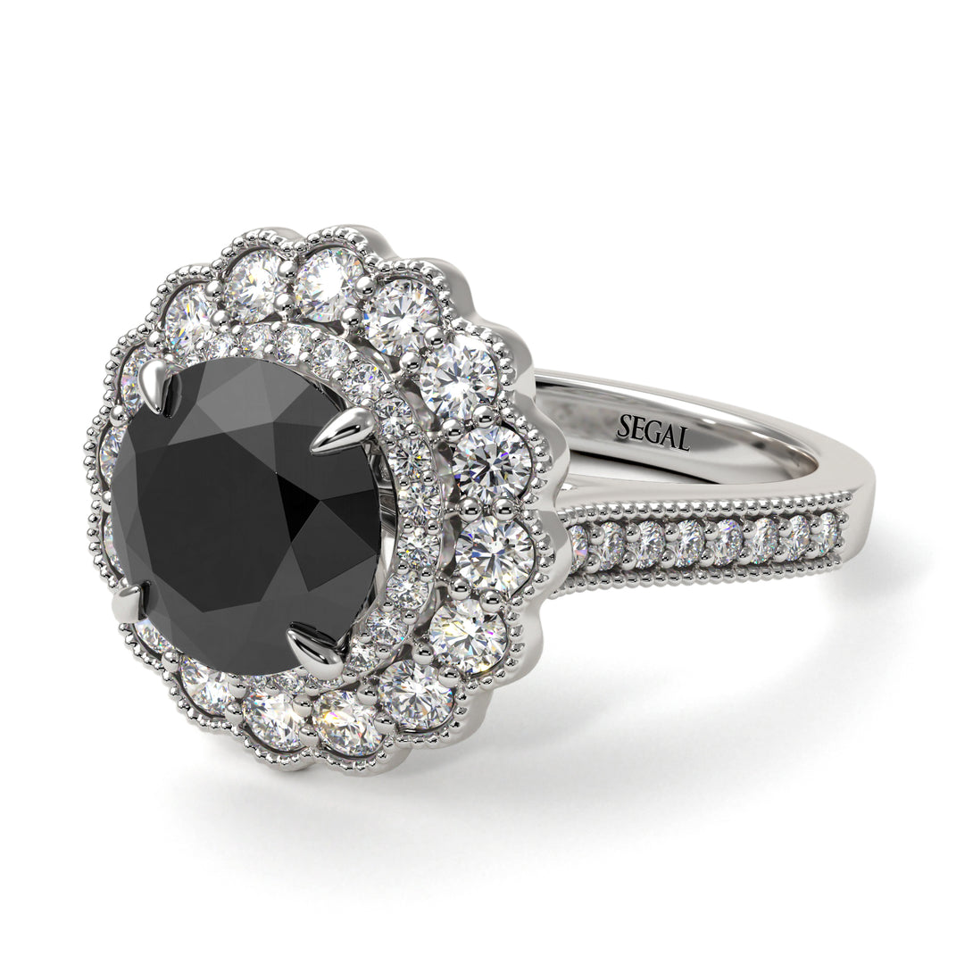 Diamond Double Halo Cathedral Engagement Ring - Deirdre No. 9