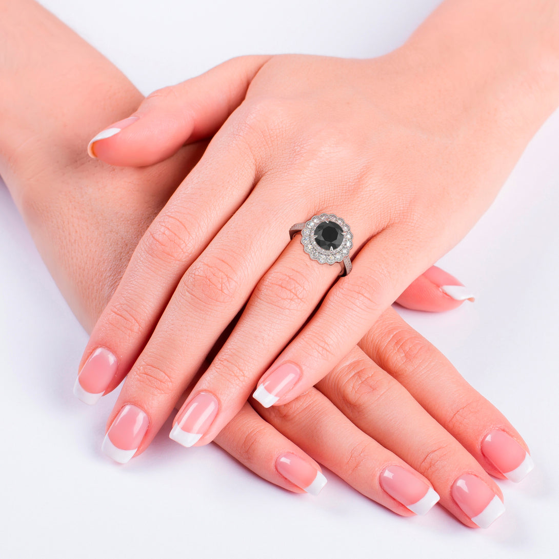 Diamond Double Halo Cathedral Engagement Ring - Deirdre No. 9