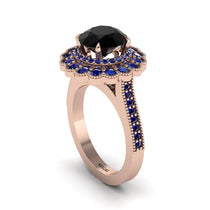 Sapphire Double Halo Cathedral Engagement Ring - Deirdre No. 68 image 1