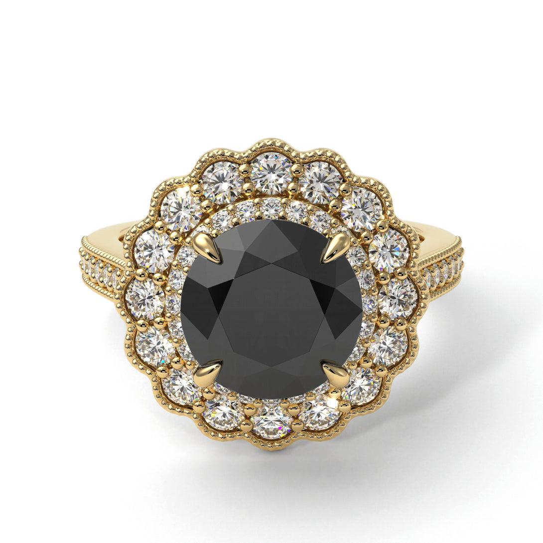 Diamond Double Halo Cathedral Engagement Ring - Deirdre No. 7