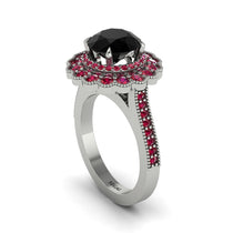Ruby Double Halo Cathedral Engagement Ring - Deirdre No. 54 image 1