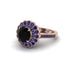 Sapphire Double Halo Cathedral Engagement Ring - Deirdre No. 68
