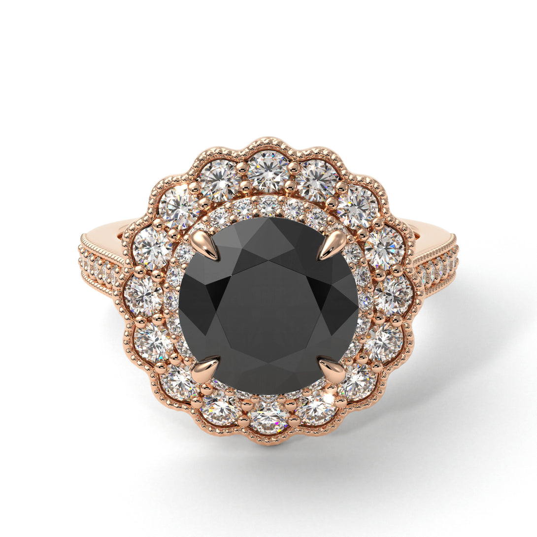 Diamond Double Halo Cathedral Engagement Ring - Deirdre No. 8