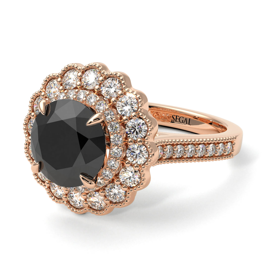 Diamond Double Halo Cathedral Engagement Ring - Deirdre No. 8