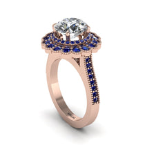 Sapphire Double Halo Cathedral Engagement Ring - Deirdre No. 62 image 1