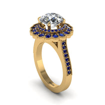 Sapphire Double Halo Cathedral Engagement Ring - Deirdre No. 61 image 1