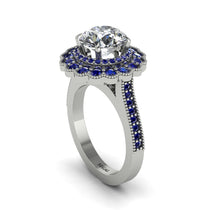 Sapphire Double Halo Cathedral Engagement Ring - Deirdre No. 63 image 1