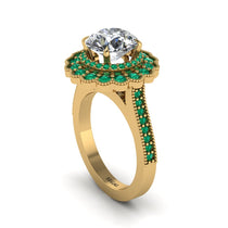 Emerald Double Halo Cathedral Engagement Ring - Deirdre No. 16 image 1