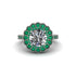 Emerald Double Halo Cathedral Engagement Ring - Deirdre No. 18