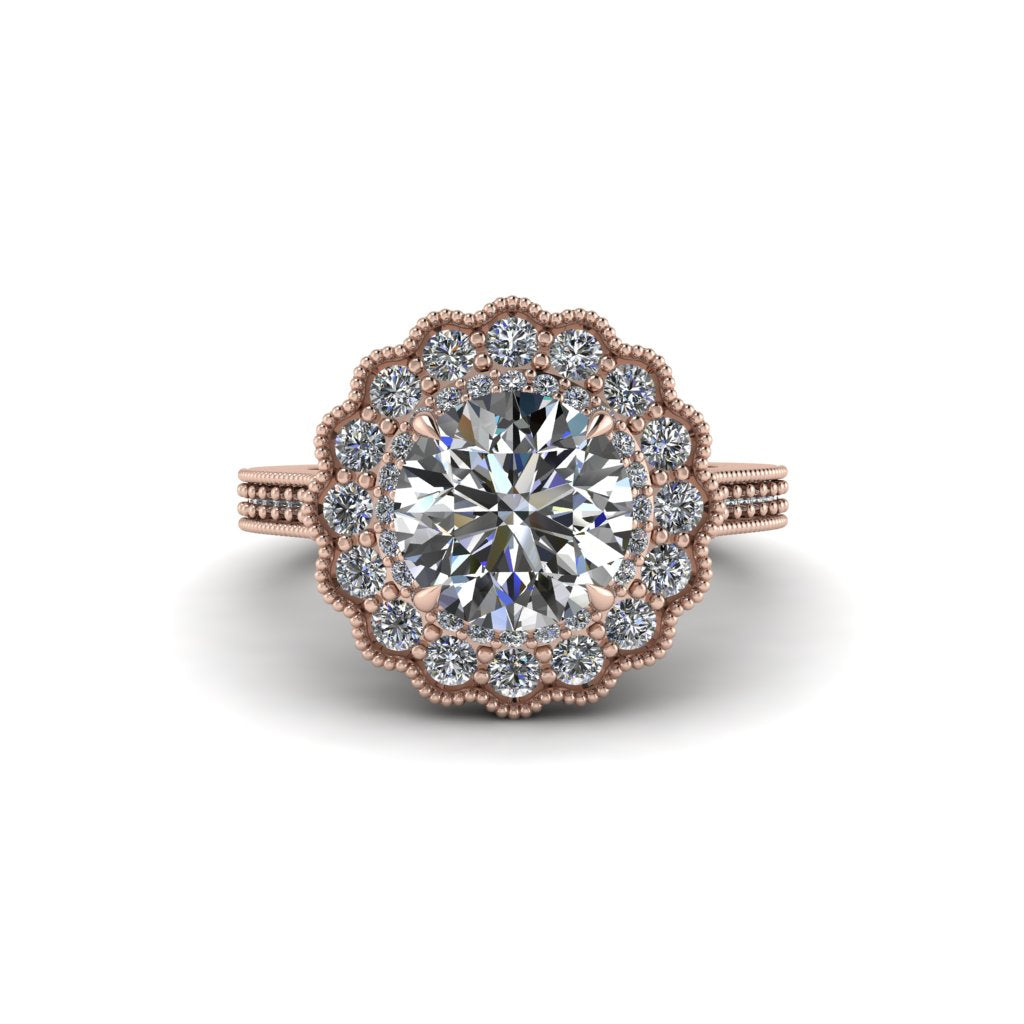 Diamond Double Halo Cathedral Engagement Ring - Deirdre No. 2