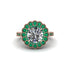 Emerald Double Halo Cathedral Engagement Ring - Deirdre No. 17 image 2
