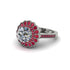 Ruby Double Halo Cathedral Engagement Ring - Deirdre No. 48