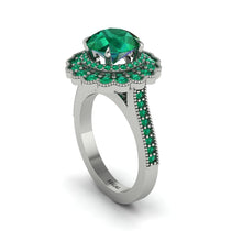 Emerald Double Halo Cathedral Engagement Ring - Deirdre No. 21 image 1