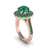 Emerald Double Halo Cathedral Engagement Ring - Deirdre No. 20