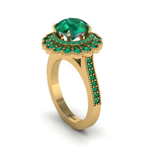Emerald Double Halo Cathedral Engagement Ring - Deirdre No. 19 image 1