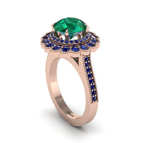 Sapphire Double Halo Cathedral Engagement Ring - Deirdre No. 65 image 1