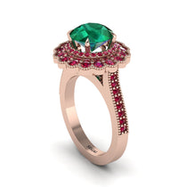 Ruby Double Halo Cathedral Engagement Ring - Deirdre No. 50 image 1