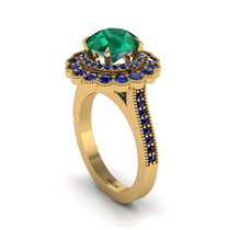 Sapphire Double Halo Cathedral Engagement Ring - Deirdre No. 64 image 1