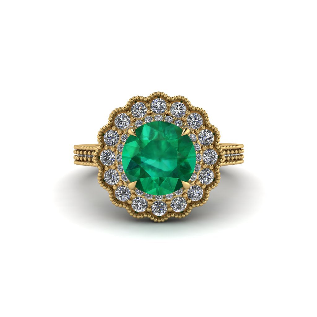 Diamond Double Halo Cathedral Engagement Ring - Deirdre No. 4