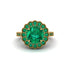 Emerald Double Halo Cathedral Engagement Ring - Deirdre No. 19 image 2