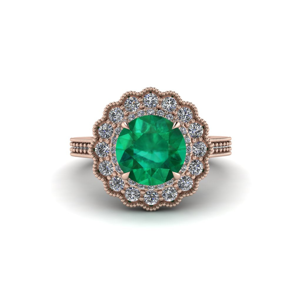 Diamond Double Halo Cathedral Engagement Ring - Deirdre No. 5