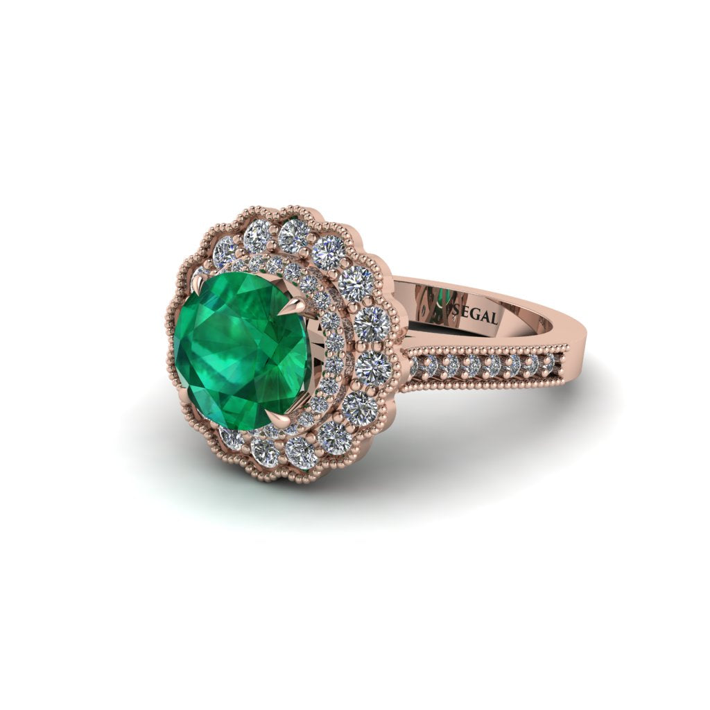 Diamond Double Halo Cathedral Engagement Ring - Deirdre No. 5