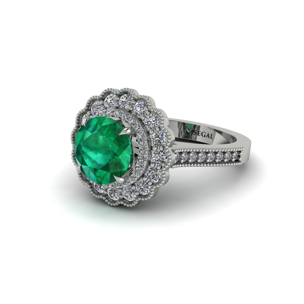 Diamond Double Halo Cathedral Engagement Ring - Deirdre No. 6