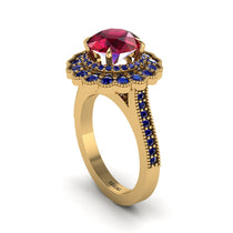 Sapphire Double Halo Cathedral Engagement Ring - Deirdre No. 70 image 1