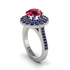 Sapphire Double Halo Cathedral Engagement Ring - Deirdre No. 72