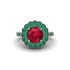 Emerald Double Halo Cathedral Engagement Ring - Deirdre No. 27