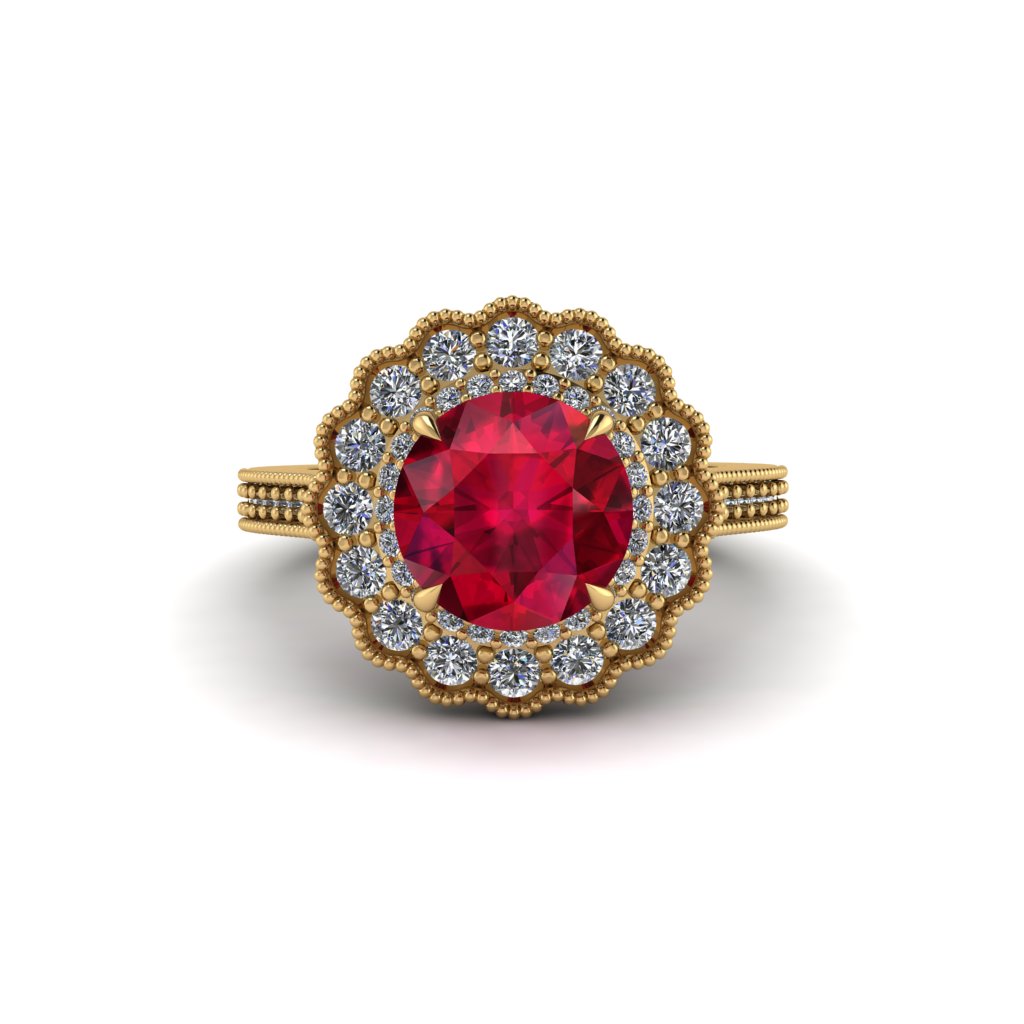 Diamond Double Halo Cathedral Engagement Ring - Deirdre No. 10