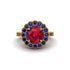 Sapphire Double Halo Cathedral Engagement Ring - Deirdre No. 70