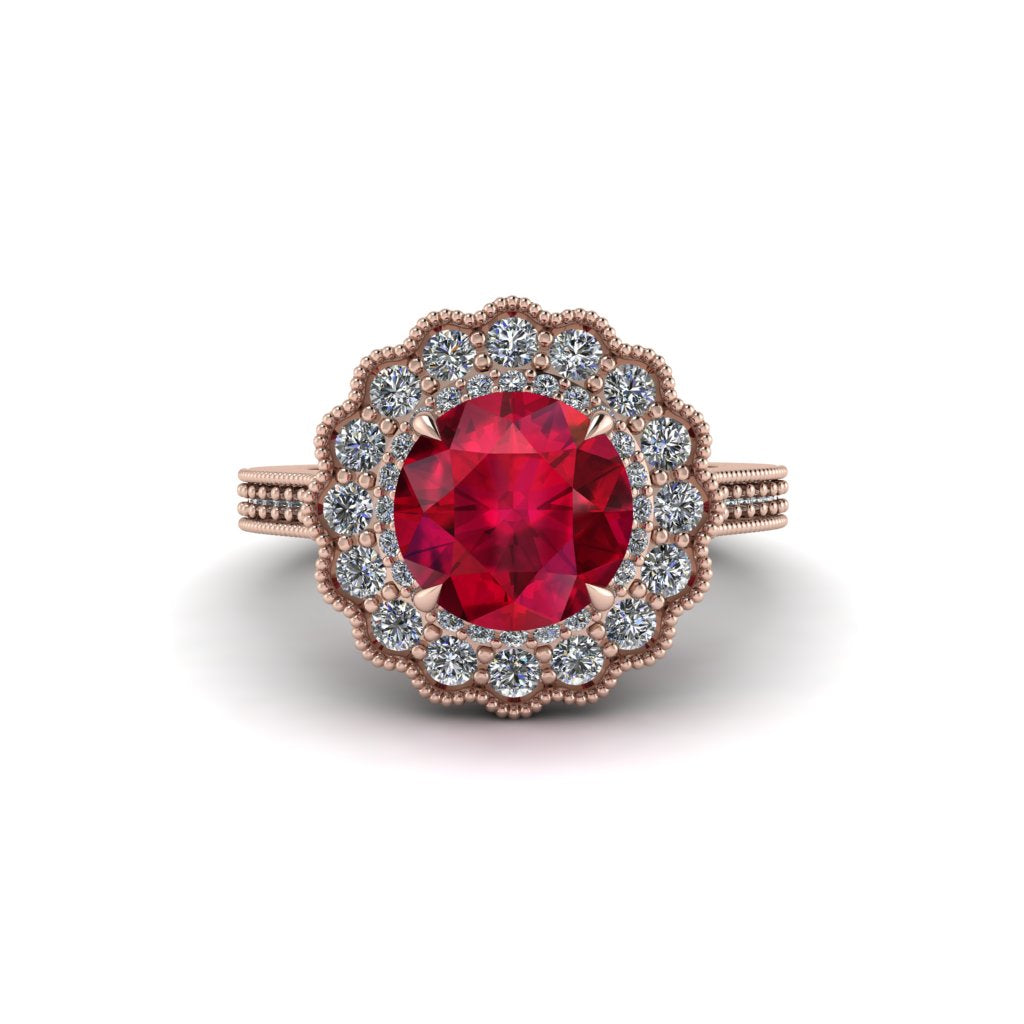 Diamond Double Halo Cathedral Engagement Ring - Deirdre No. 11