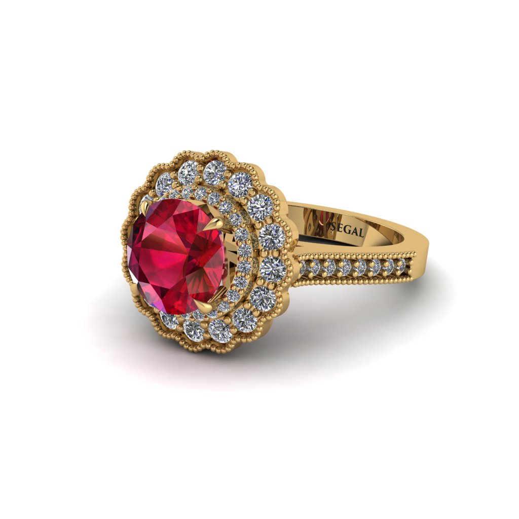 Diamond Double Halo Cathedral Engagement Ring - Deirdre No. 10
