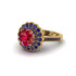 Sapphire Double Halo Cathedral Engagement Ring - Deirdre No. 70