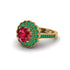 Emerald Double Halo Cathedral Engagement Ring - Deirdre No. 25