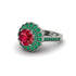 Emerald Double Halo Cathedral Engagement Ring - Deirdre No. 27