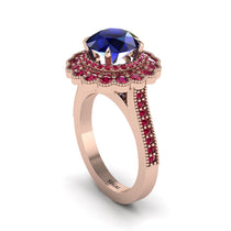 Ruby Double Halo Cathedral Engagement Ring - Deirdre No. 59 image 1