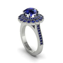 Sapphire Double Halo Cathedral Engagement Ring - Deirdre No. 75 image 1