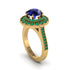 Emerald Double Halo Cathedral Engagement Ring - Deirdre No. 28