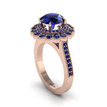 Sapphire Double Halo Cathedral Engagement Ring - Deirdre No. 74 image 1
