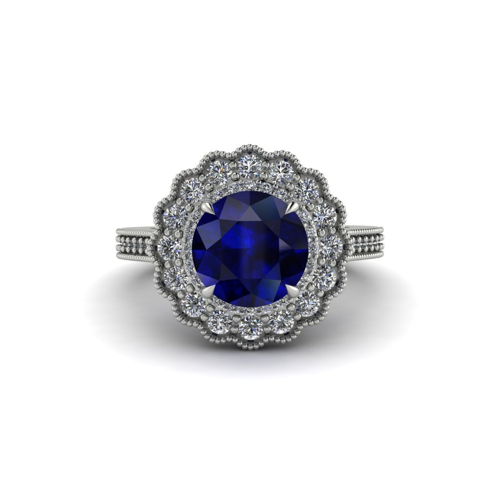 Diamond Double Halo Cathedral Engagement Ring - Deirdre No. 15