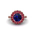 Ruby Double Halo Cathedral Engagement Ring - Deirdre No. 59