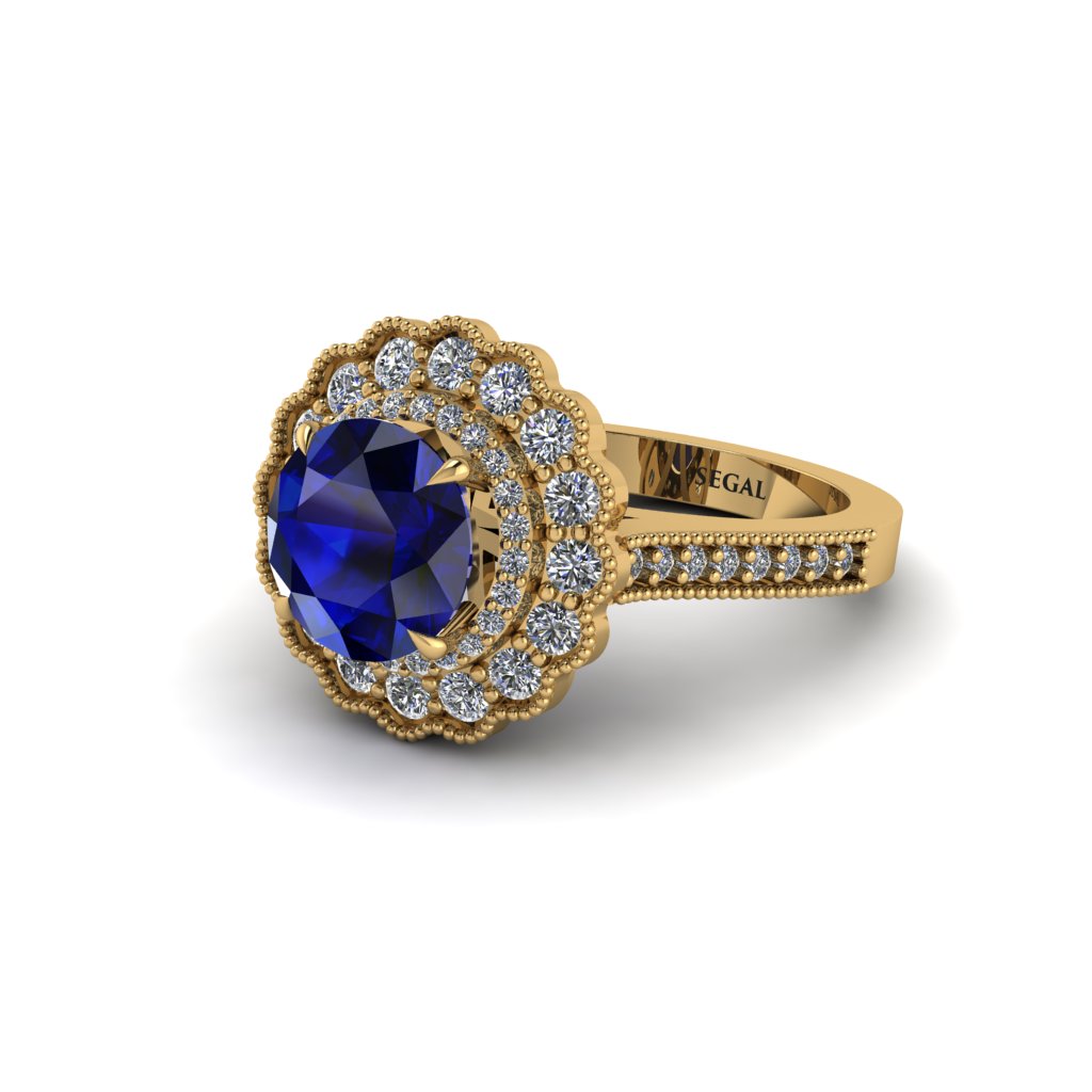 Diamond Double Halo Cathedral Engagement Ring - Deirdre No. 13