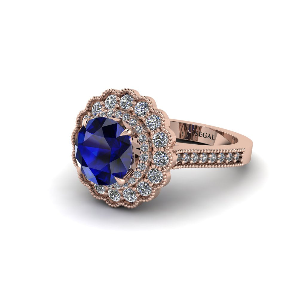 Diamond Double Halo Cathedral Engagement Ring - Deirdre No. 14