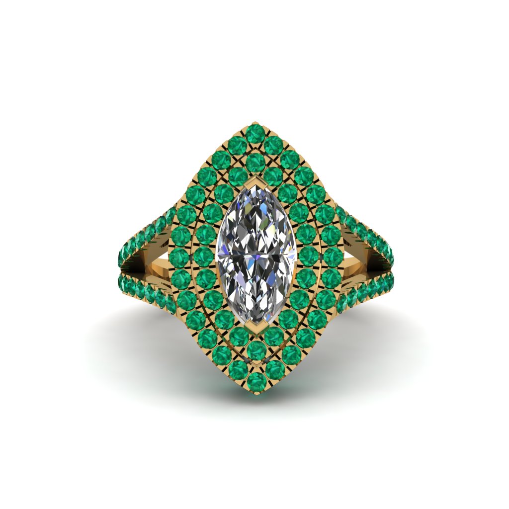 Marquise Diamond Double Halo Engagement Ring - Avah No. 16