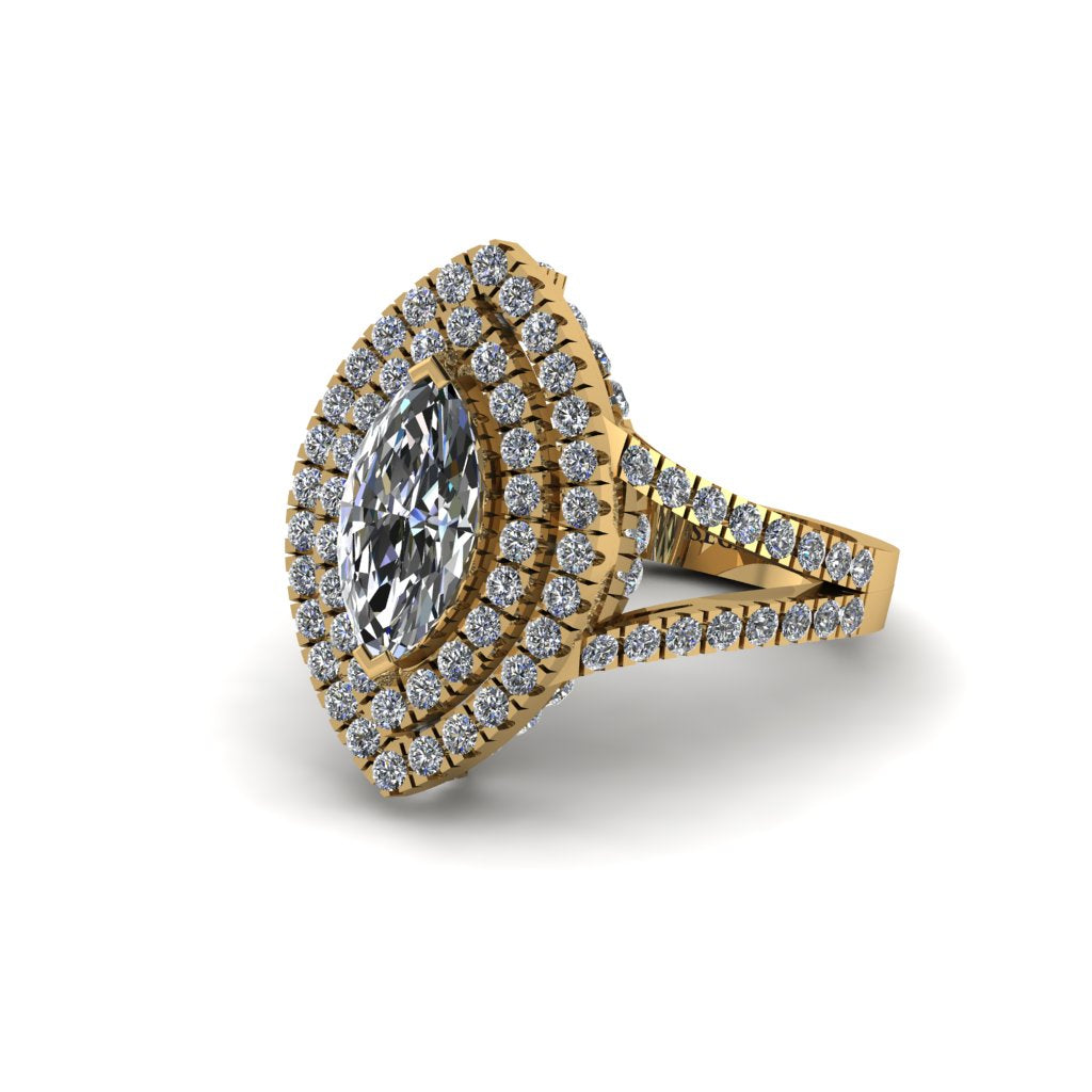 Marquise Diamond Double Halo Engagement Ring - Avah No. 1
