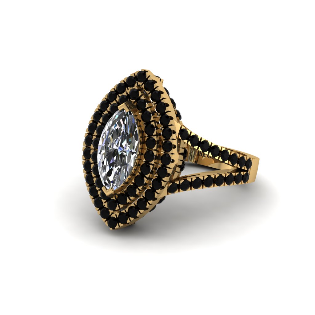 Marquise Diamond Double Halo Engagement Ring - Avah No. 31