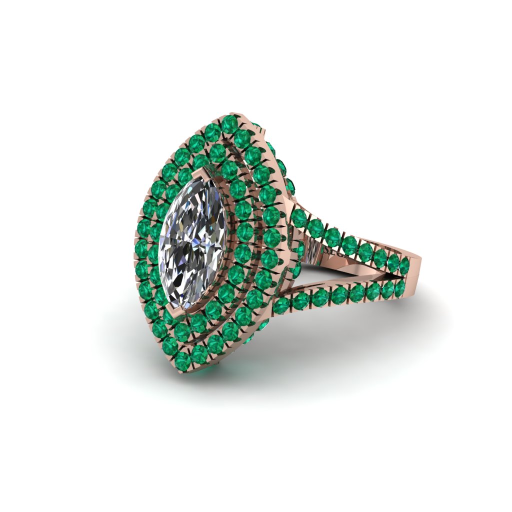 Marquise Diamond Double Halo Engagement Ring - Avah No. 17