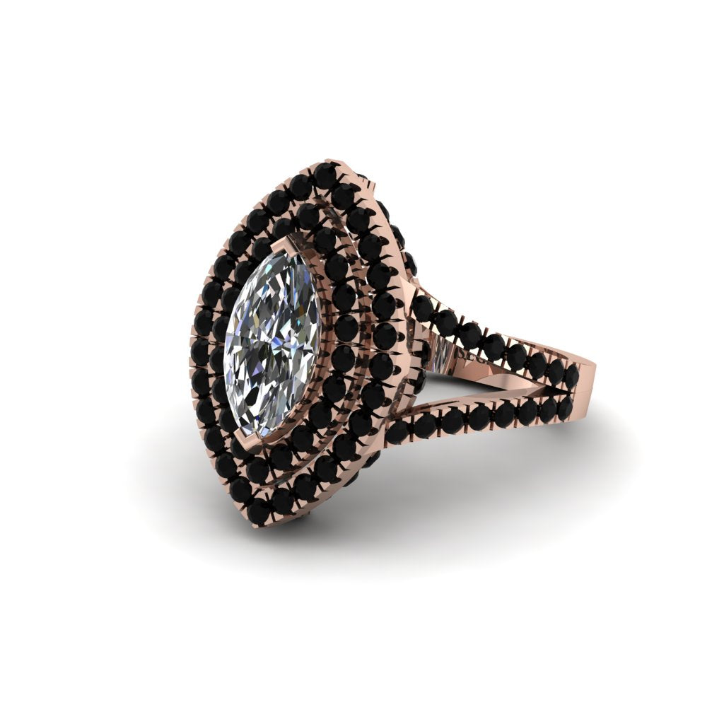 Marquise Diamond Double Halo Engagement Ring - Avah No. 32